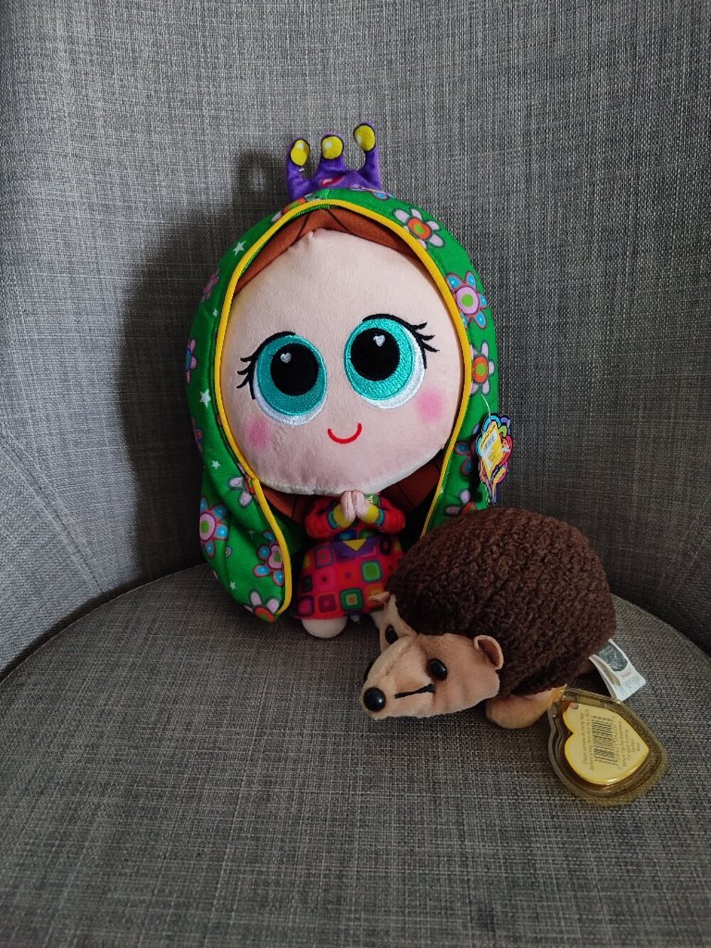 NWT Set of 2: Virgencita Plis Soft  Plush Rag Doll & Ty Beanie Hedgehog